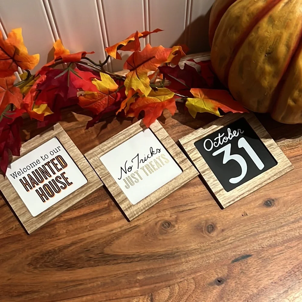🔥Clearance- Target Mini Wood Halloween Signs 3 Pc Set